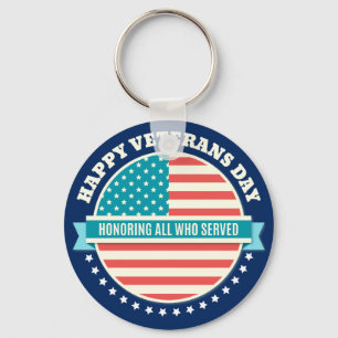 Happy Veterans Day USA flag dark blue background Sleutelhanger