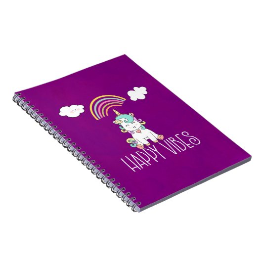 Happy Vibes Cute Smiling Unicorn Notitieboek (Rechterzijde)
