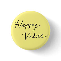 Happy Vibes Geel Cursieve Typografie Button