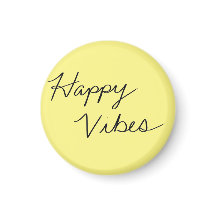 Happy Vibes Geel Cursieve Typografie Button