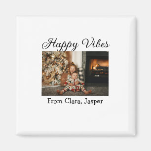 Happy vibes kinder familie Kerstfoto Uitnodiging Magneet