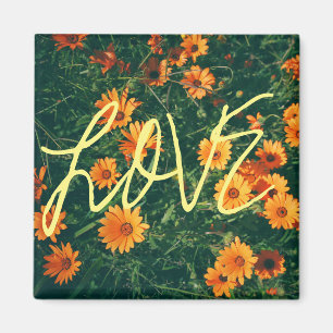 Happy Vibes Love Sinaasappel Flowers Magnet Magneet