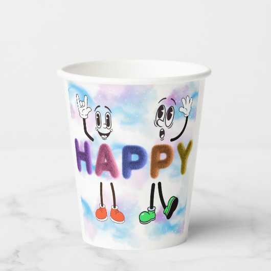 Happy Vibes Papieren Bekers (Voorkant)