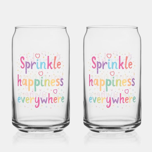 Happy Vibes Sprinkle Happiness Confetti Art Blikvorm Glas (Voorkant)