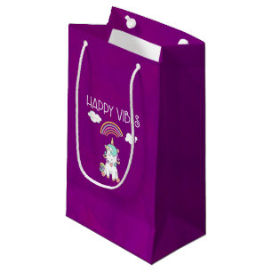 Happy Vibes Typography Cute Smiling Unicorn Klein Cadeauzakje