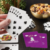 Happy Vibes Typography Cute Smiling Unicorn Pokerkaarten (Insitu)