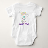 Happy Vibes Typography Cute Smiling Unicorn Romper (Achterkant)