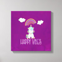 Happy Vibes Typography Geweldige Rainbow & Unicorn