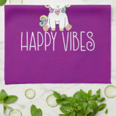 Happy Vibes Typography Geweldige Rainbow & Unicorn Theedoek (Gevouwen)