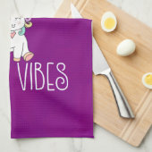 Happy Vibes Typography Geweldige Rainbow & Unicorn Theedoek (Quarter Fold)