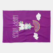 Happy Vibes Typography Geweldige Rainbow & Unicorn Theedoek (Horizontaal)
