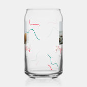 Happy Vibes vakantie paar naam datum bruiloft rood Blikvorm Glas (Links)