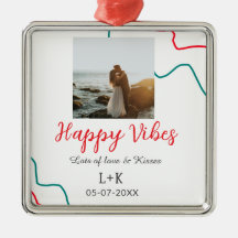 Happy Vibes vakantie paar naam datum bruiloft rood