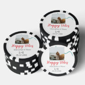 Happy Vibes vakantie paar naam datum bruiloft rood Poker Chips (Opstapeling)