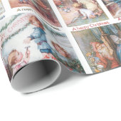 Happy Vintage Kerst Kinderen Wenskaarten Cadeaupapier (Rol Hoek)