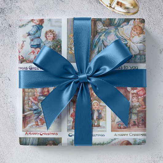 Happy Vintage Kerst Kinderen Wenskaarten Cadeaupapier