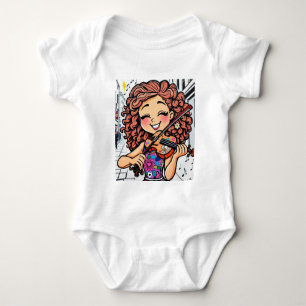 Happy Violin Girl Cartoon voor muziekliefhebbers Romper
