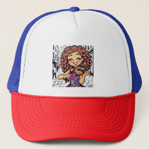 Happy Violin Girl Cartoon voor muziekliefhebbers Trucker Pet