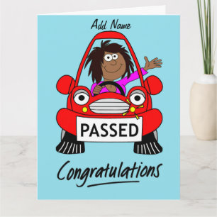 Happy Vrouw heeft alleen rijexamen afgelegd Kaart