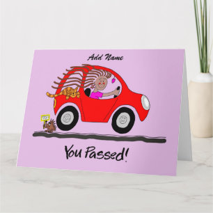 Happy Vrouw-kaart voor rijexamen Kaart