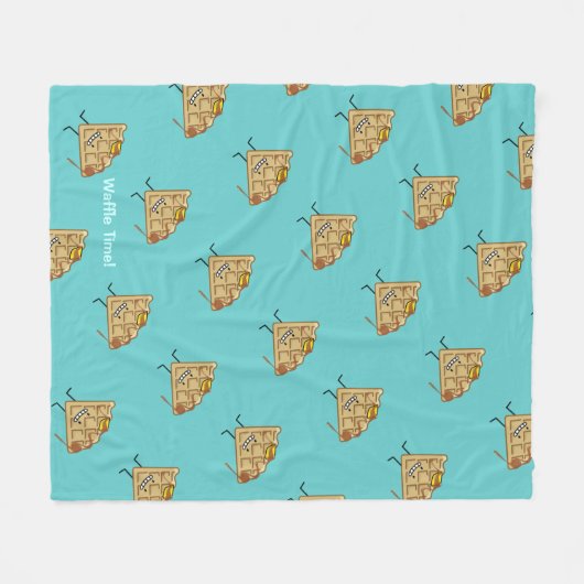 Happy Waffle met stroop en boterontbijt Fleece Deken (Voorkant (Horizontaal))