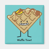 Happy Waffle met stroop en boterontbijt Magneet (Voorkant)