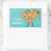 Happy Waffle met stroop en boterontbijt Rechthoekige Sticker (Tas)