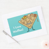 Happy Waffle met stroop en boterontbijt Rechthoekige Sticker (Envelop)