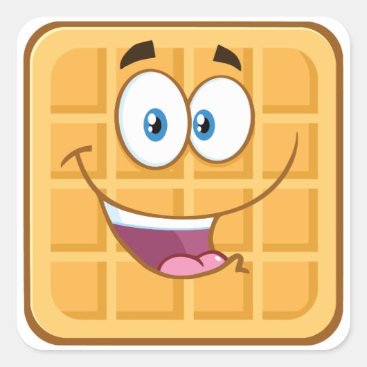 Happy Waffle Vierkante Sticker (Voorkant)