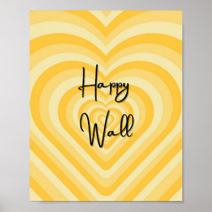 HAPPY WALL geel kunst poster