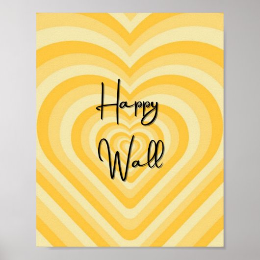 HAPPY WALL geel kunst poster (Voorkant)