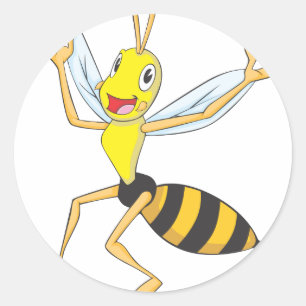 Happy Wasp Insect Ronde Sticker