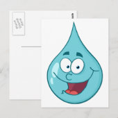 Happy Water Drop-tekenfilm Briefkaart (Voorkant / Achterkant)