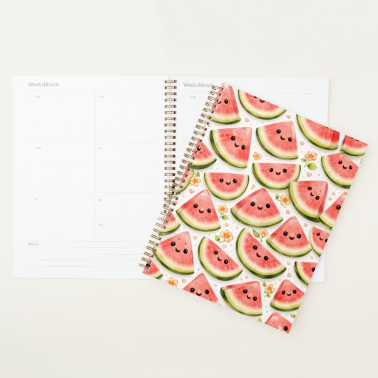 Happy Watermelon Planner Cover – Kawaii Watermelon (Devant avec enveloppe)
