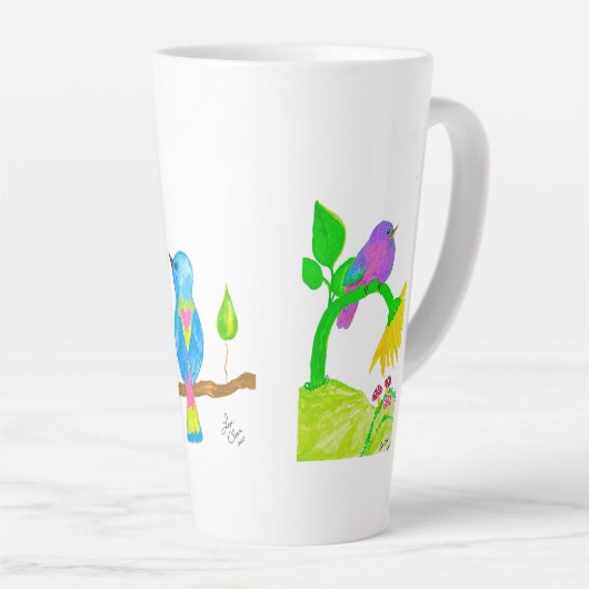 Happy Waterverf Birds Latte Mok (Rechterhoek)