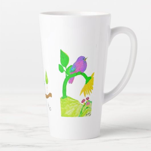 Happy Waterverf Birds Latte Mok (Rechts)