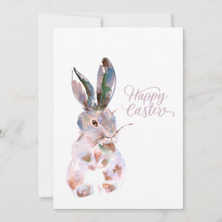 Happy waterverf bunny feestdagenkaart