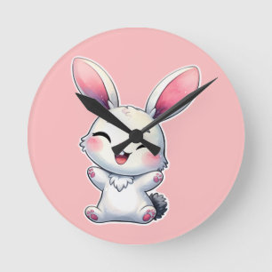 Happy Waterverf Bunny Ronde Klok