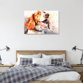 Happy Waterverf Dog Art Print (Insitu (Slaapkamer))