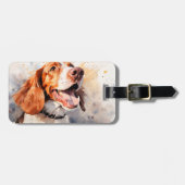 Happy Waterverf Dog Art Print Bagagelabel (Voorkant horizontaal)