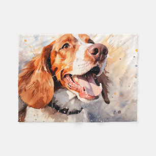Happy Waterverf Dog Art Print Fleece Deken