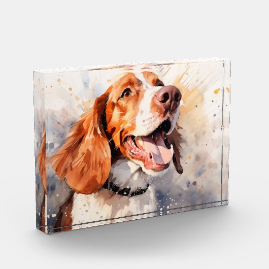 Happy Waterverf Dog Art Print Fotoblokken (Links)