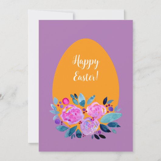Happy waterverf floral egg feestdagenkaart (Voorkant)