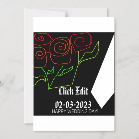 Happy Wedding Day Stropdas en Red Roses Boeket Magnetische Uitnodiging (Voorkant)