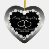 Happy Wedding Day | Zilver | DIY-tekst Keramisch Ornament (Voorkant)