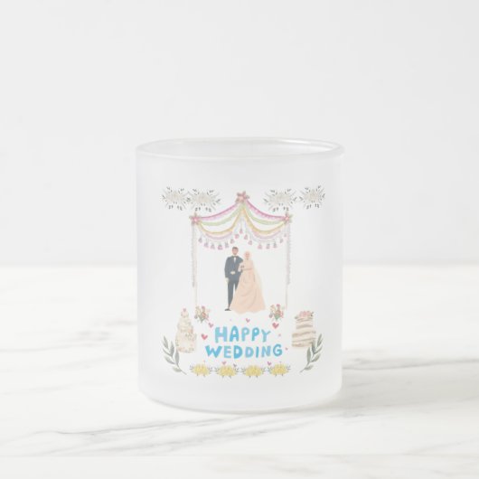 Happy Wedding Frosted Glass Coffee Mug  (Centre)