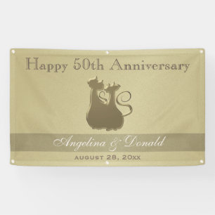 Happy Wedding Gold Jubileum, Cat Couple Banner