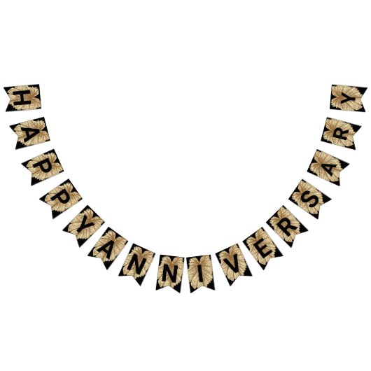 Happy Wedding Jubileum Faux Gold Leaf Black Vlaggetjes (Alle)