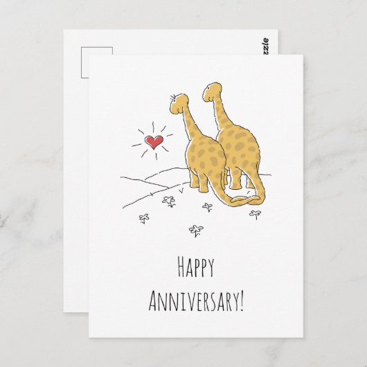 Happy Wedding Jubileum Getrouwd Dinosaurus Kaart (Voorkant / Achterkant)