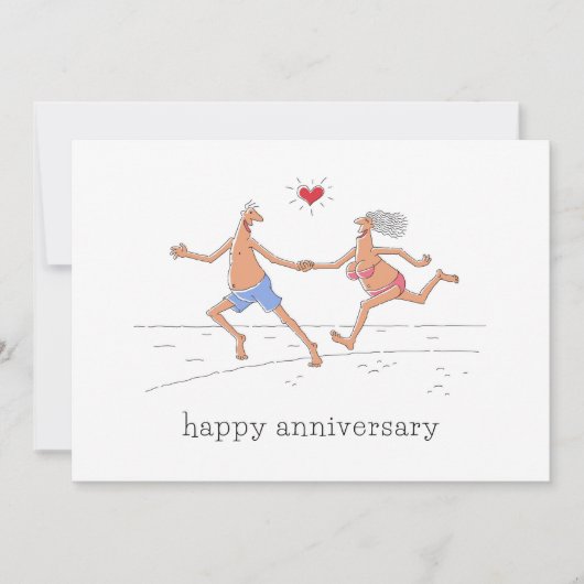 Happy Wedding Jubileum Paar Strand Hart Kaart (Voorkant)